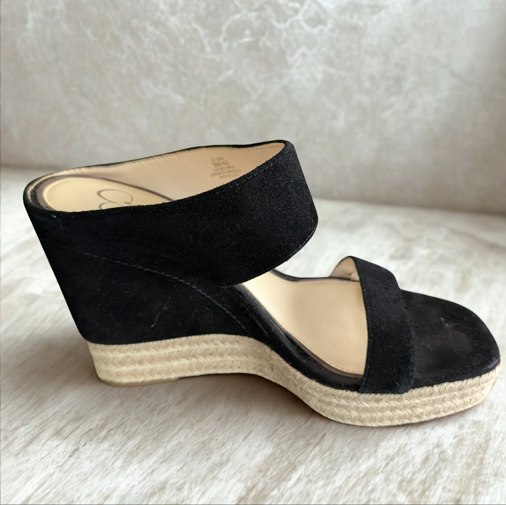 β¨ Jessica Simpson Black Wedge Sandals - Size 9 β¨ - Picture 7 of 10